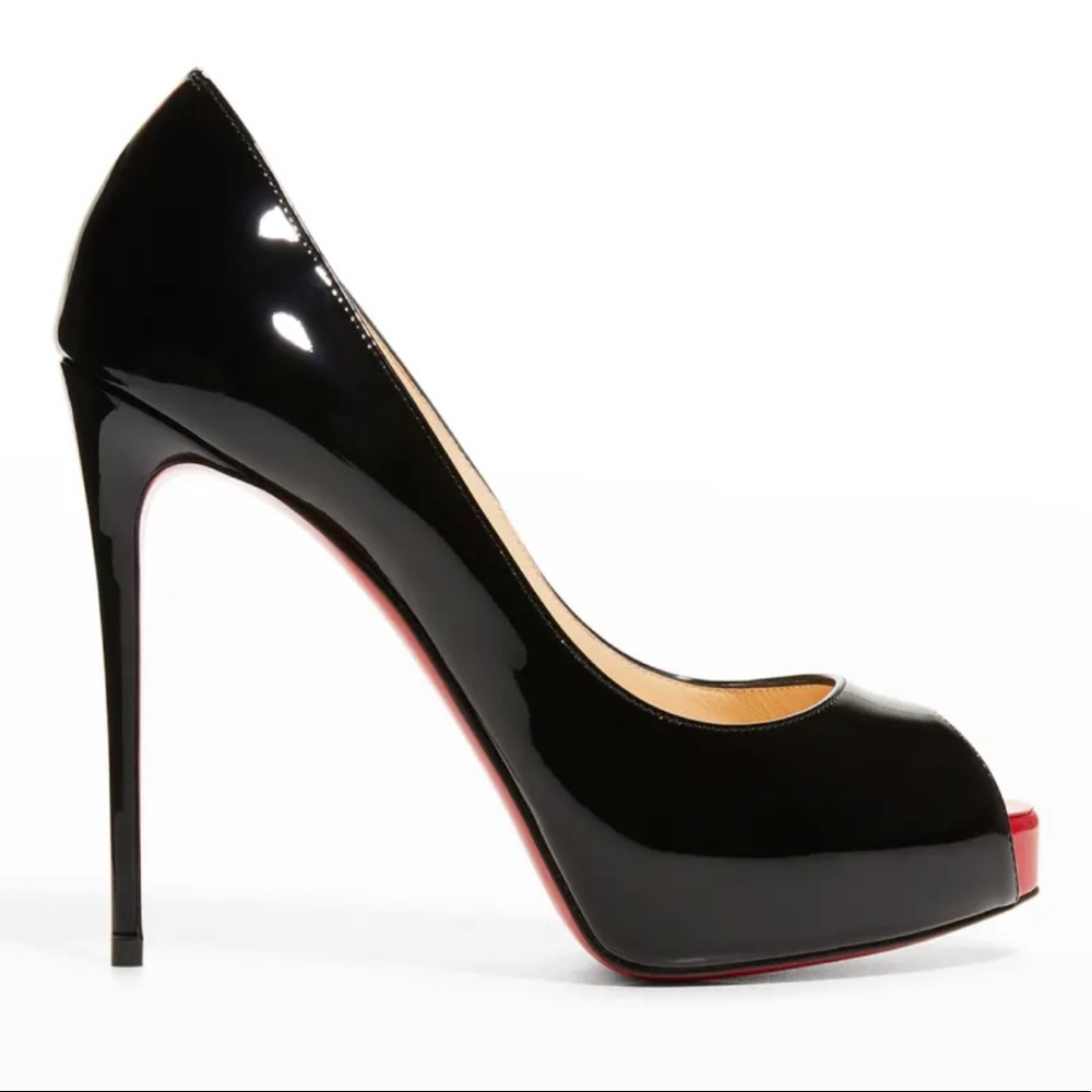 Christian Louboutin Patent Red Sole Peep Toe Pumps